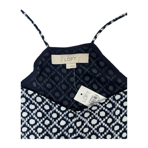 Ann Taylor‎ Loft Women's Navy Blue and White Chiffon Tank Top sz Small NEW - Picture 4 of 7